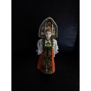 Vintage Russian Handmade Porcelain Traditional‎ Folk Costume Doll 10"  Handmade